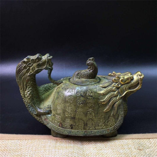 供应仿古龙龟虎仿古铜器铜长寿龙龟铜壶Juin胡摆件龙头壶