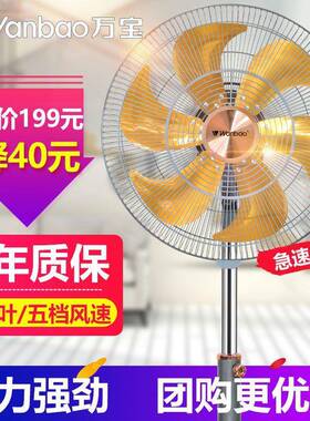 万宝电风扇落地扇商用大风力机械式家用办公客厅升降摇头风扇