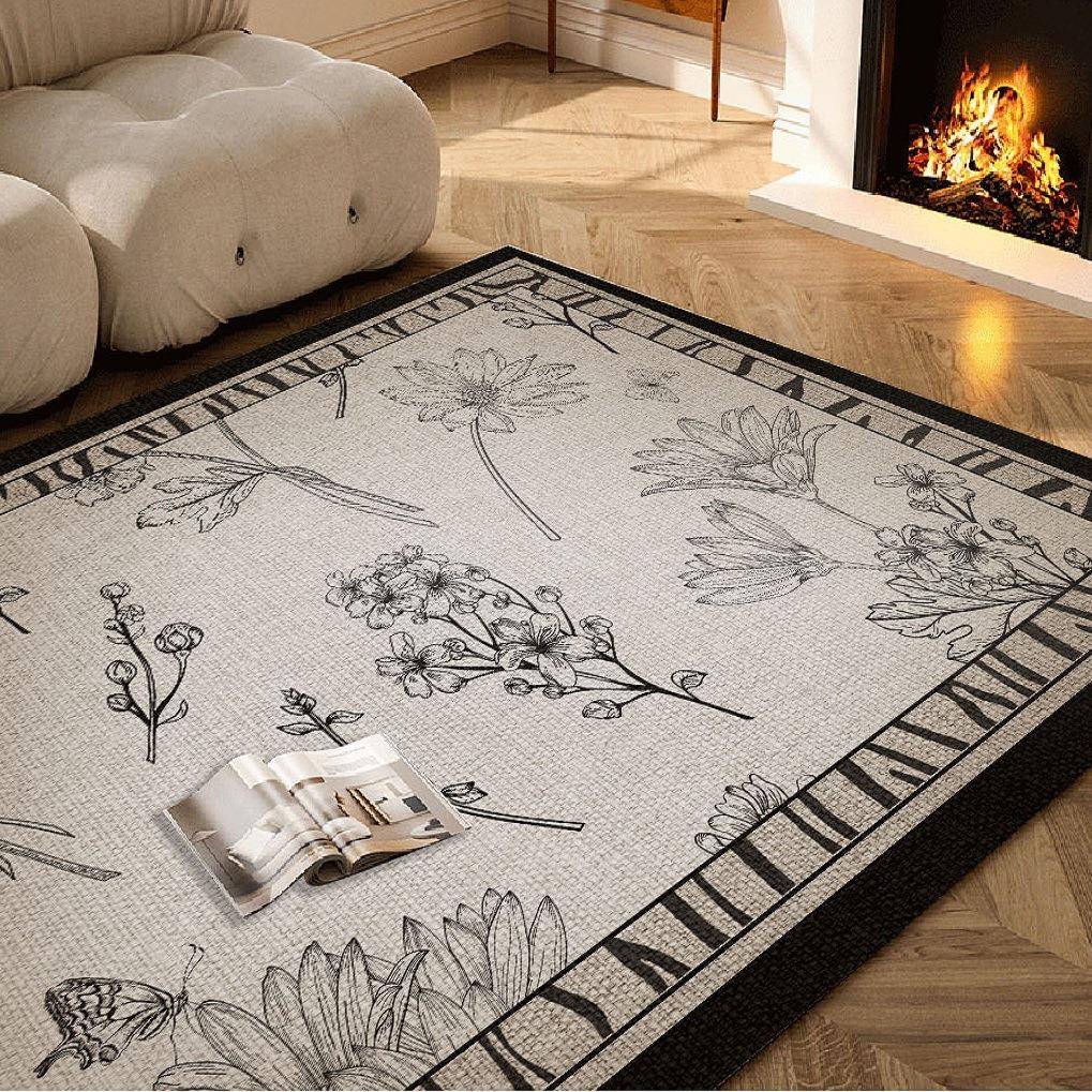 法式浪漫轻奢花园秀场地毯客厅茶几毯高级感卧室书房家用耐脏地垫