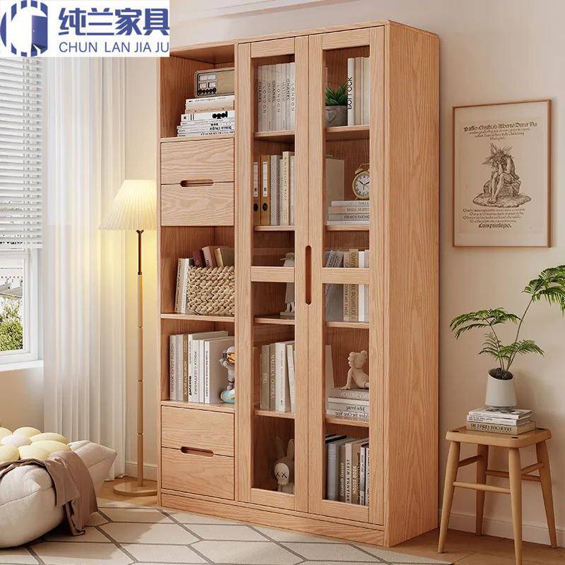 实木书柜落地置物架儿童阅读收纳架客厅多层书架家用靠墙储物柜子