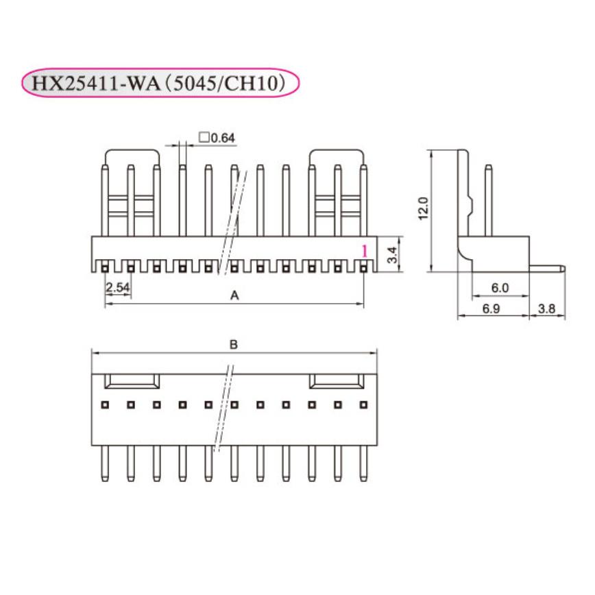 HXH红星接插件CH10-2WA/3/4/5/6/7/8/9/10WA(HX25411)弯针座一包