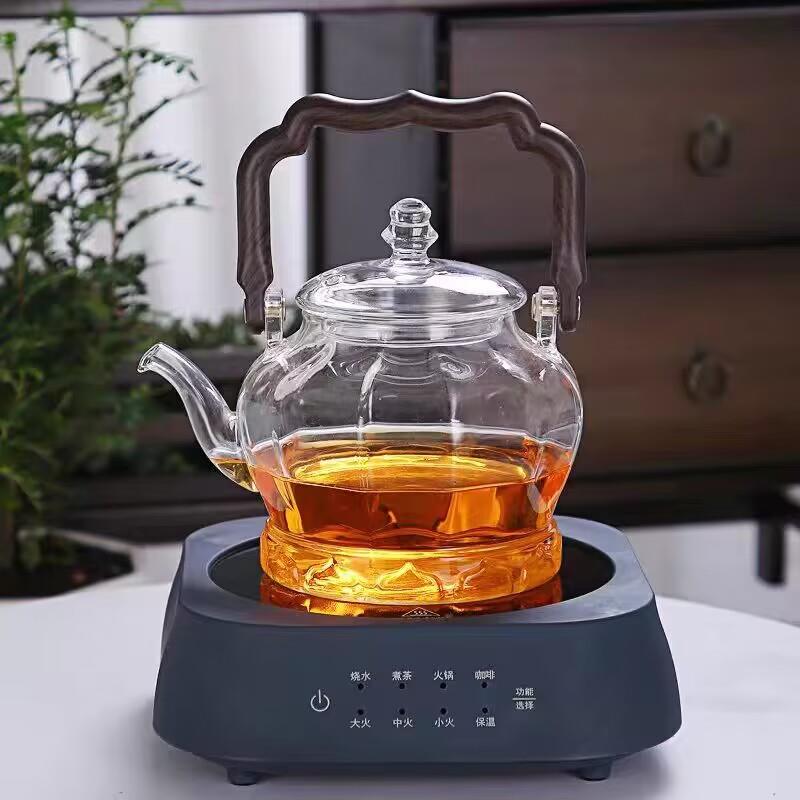 加厚青莲高硼硅玻璃壶壶蒸煮一体玻璃壶茶具烧水家用耐热大容量