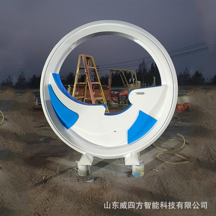 户外公园成人脚踏互动喷泉水车摆件景观不锈钢装饰自行车发电单车