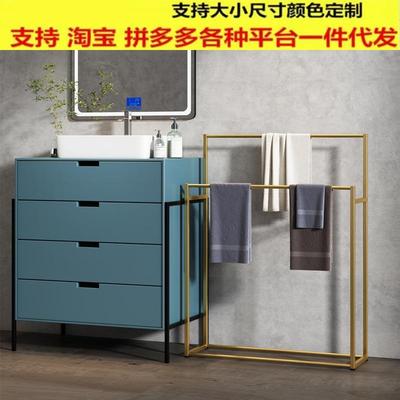 免打孔浴室落地毛巾架收纳置物架卫生间浴巾抹布挂架金属挂衣架
