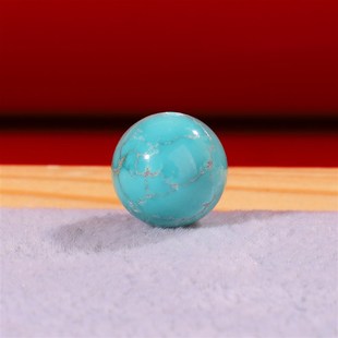 天然原矿绿松石单珠12.6mm 高瓷蓝圆珠无处理松石散珠  195号