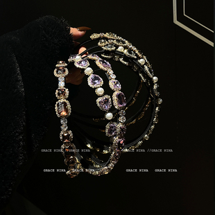 法式高级感水钻发箍女百搭外出春季复古头箍森系超仙头饰韩国发饰