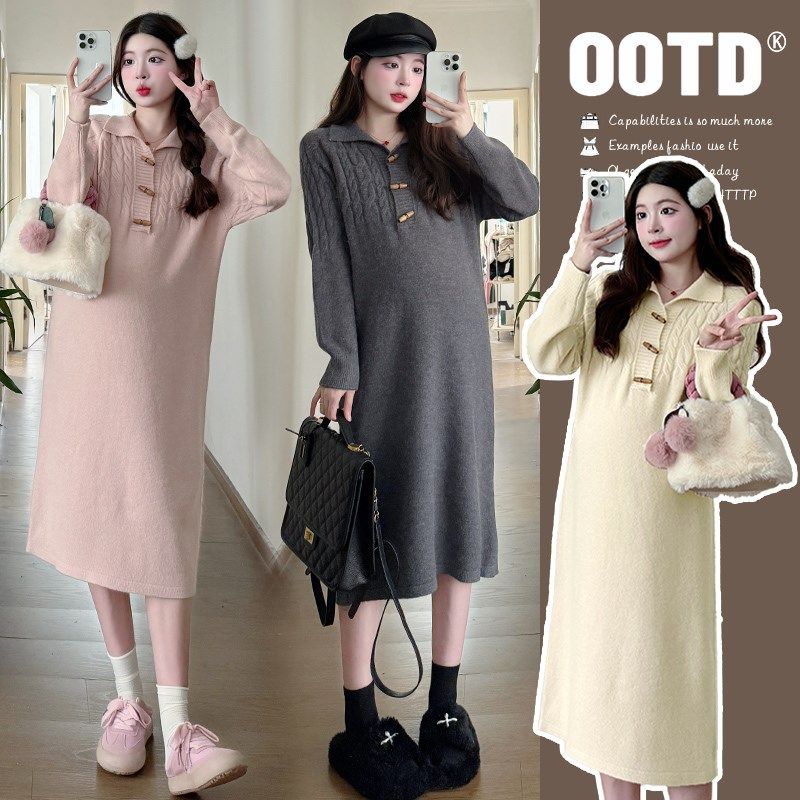 清!孕妇装秋冬款2024新款连衣裙毛衣秋冬季慵懒风大码裙子,孕妇装/孕产妇用品/营养,哺乳衣/月子服,淘宝优惠券,粉丝福利购,淘宝优惠卷