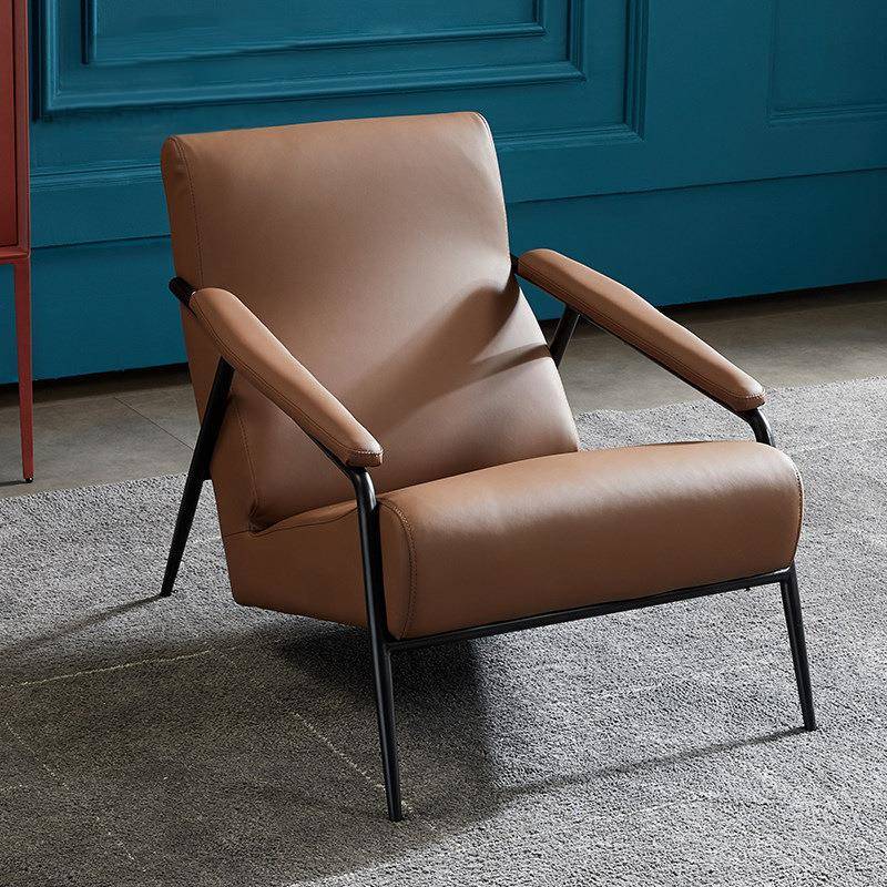 简约客厅设计师单人沙发椅极简休闲椅客厅阳台躺椅真皮轻奢老虎椅