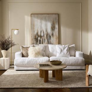 法式 极简白色客厅懒人棉花糖沙发 中古奶油风云朵羽绒对拼沙发意式