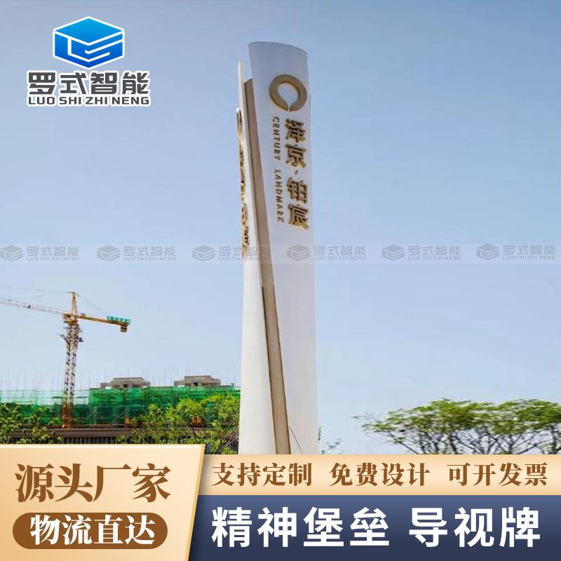 户外不锈钢精神堡垒指引路牌指示牌公园停车场标识牌导向牌导视牌