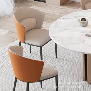 极简真皮凳子书房靠背化妆椅子意式餐椅现代简约家用设计师洽谈椅