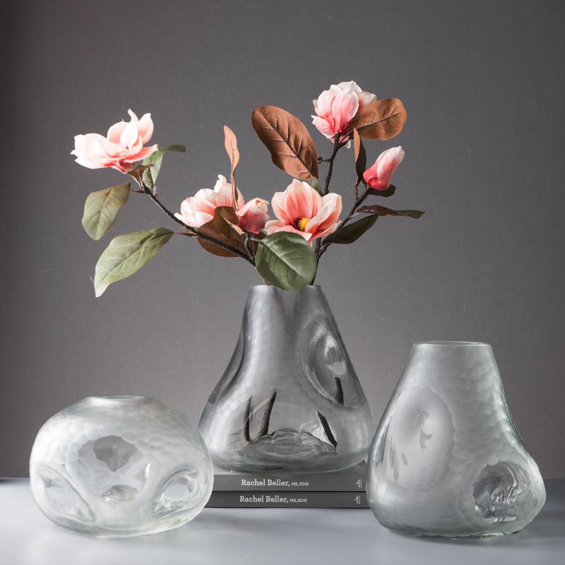 极简轻奢现代灰色磨砂创意花器华裔样板间售楼处玄关家居摆设摆件