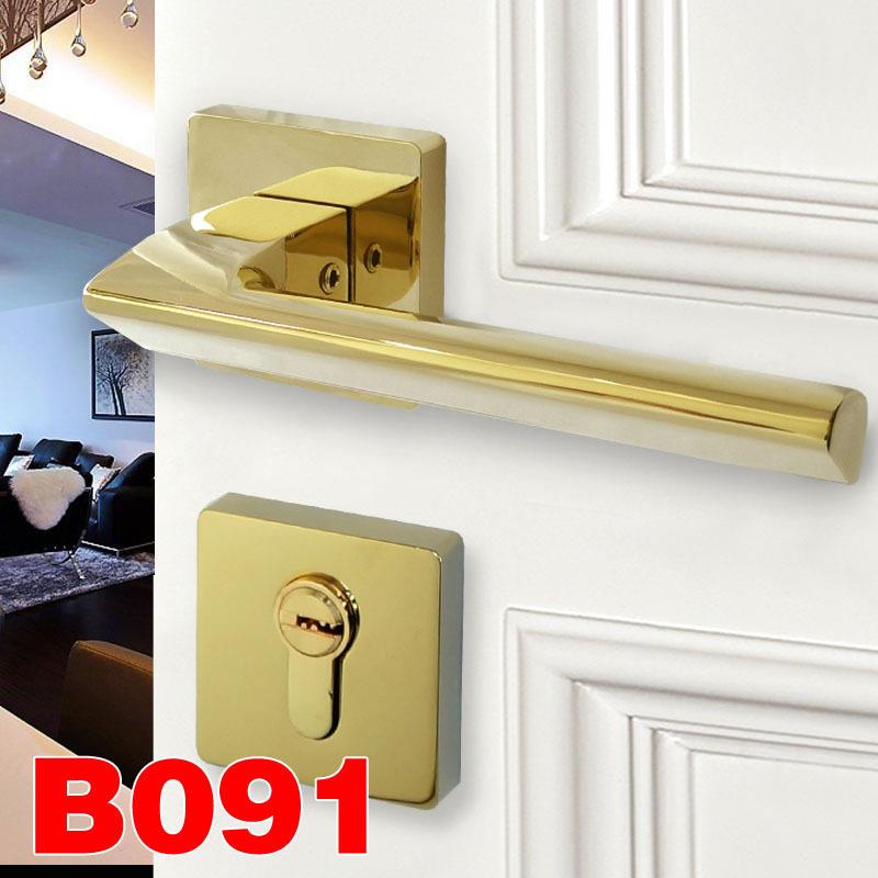 现代室内门锁房门锁具执手锁亮光PVD金色分体门锁卧室锁