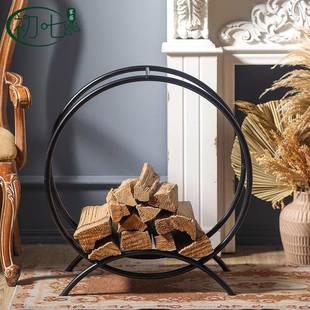 美式客厅入户壁炉柴火架家用木材架欧式木材框室内外壁炉木材堆放