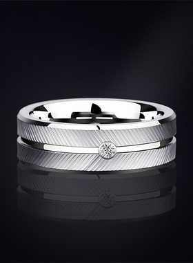 轻奢莫桑石钻戒潮男食指单身戒乌金银色个性百搭指环时尚女士戒指