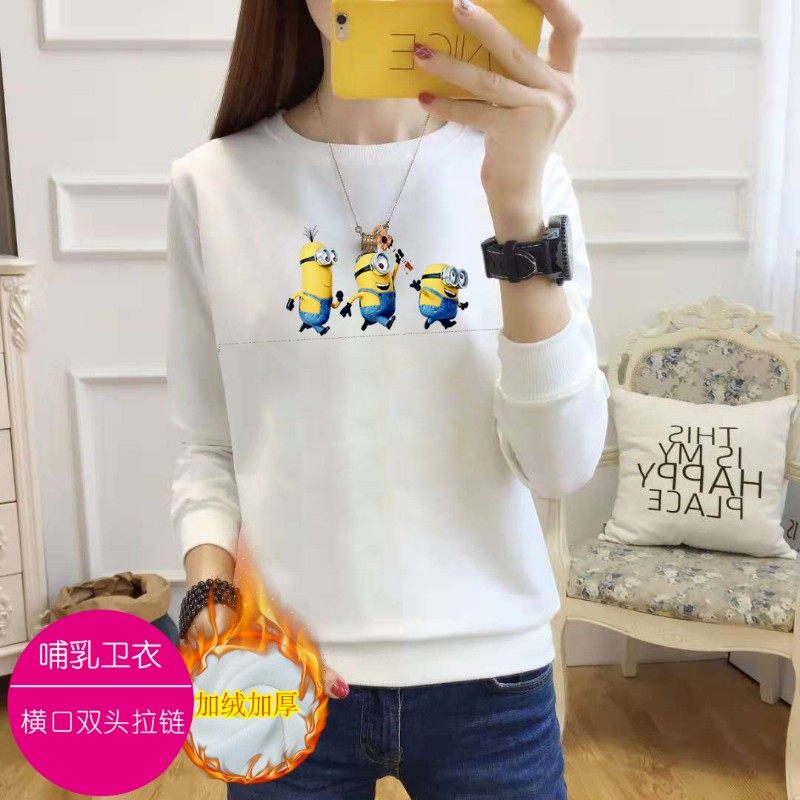 冬天加绒加厚款可喂奶卫衣女双头隐形拉链哺乳衣产后外出保暖上衣