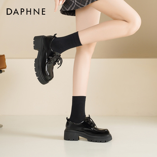 女款 百搭英伦风黑色小皮鞋 2026新款 单鞋 春季 达芙妮厚底乐福鞋