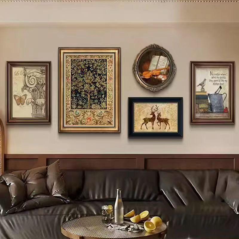 美式装饰画法式挂画复古客厅沙发背景墙小众古风组合艺术壁画油画图片