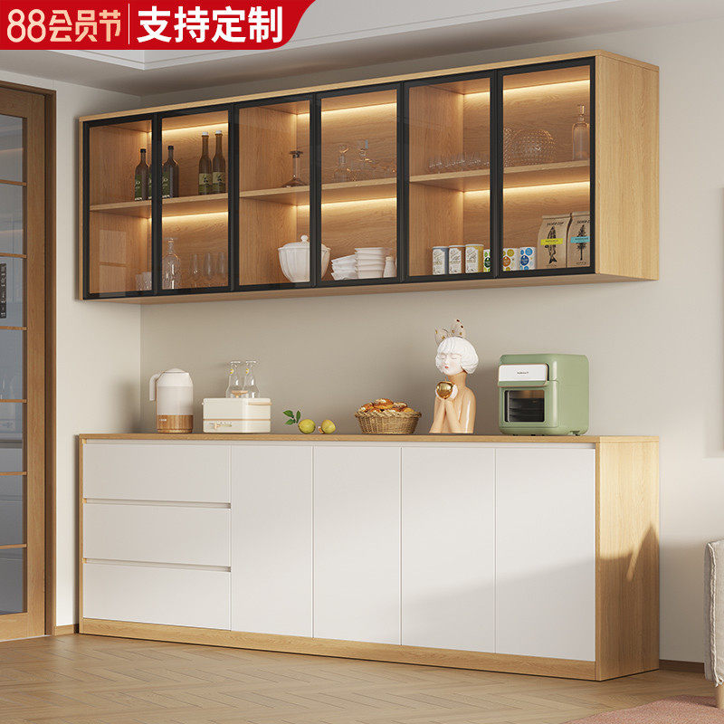实木餐边柜现代简约吊柜餐厅客厅边柜酒柜多功能茶碗柜储物柜定制,住宅家具,餐边柜,淘宝优惠券,粉丝福利购,淘宝优惠卷