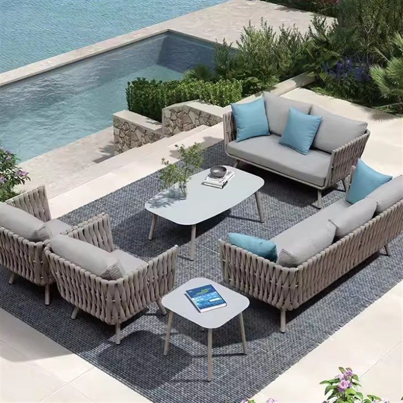 户外北欧简约绳编沙发室外阳台藤编休闲家具防水铝合金沙发椅家具,住宅家具,户外沙发,淘宝优惠券,粉丝福利购,淘宝优惠卷