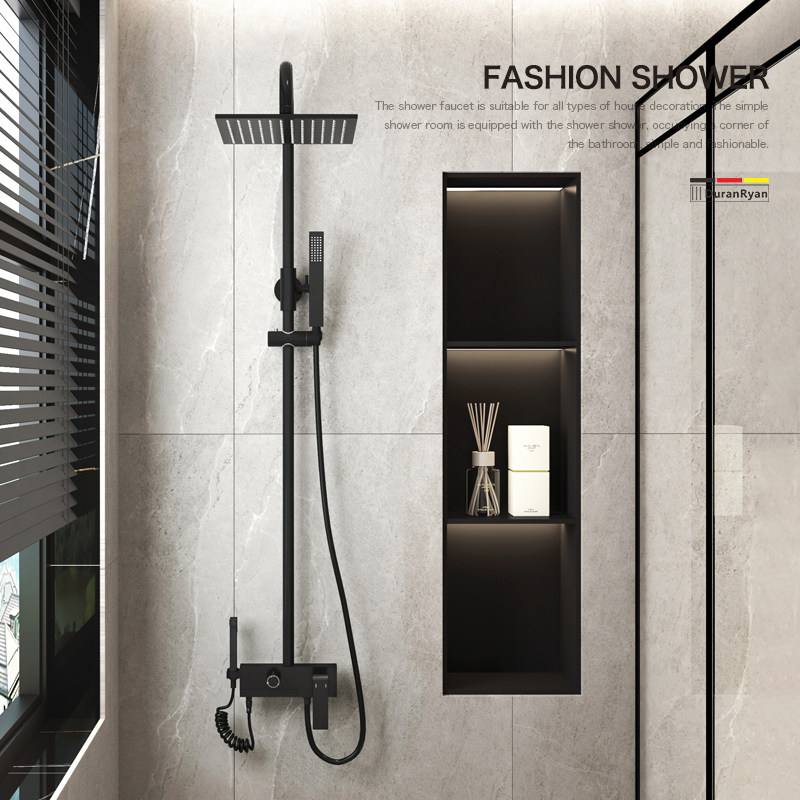 杜拉莱恩浴室家用黑色冷热淋浴花洒套件枪灰色沐浴淋雨带喷枪,家装主材,恒温花洒套装,淘宝优惠券,粉丝福利购,淘宝优惠卷