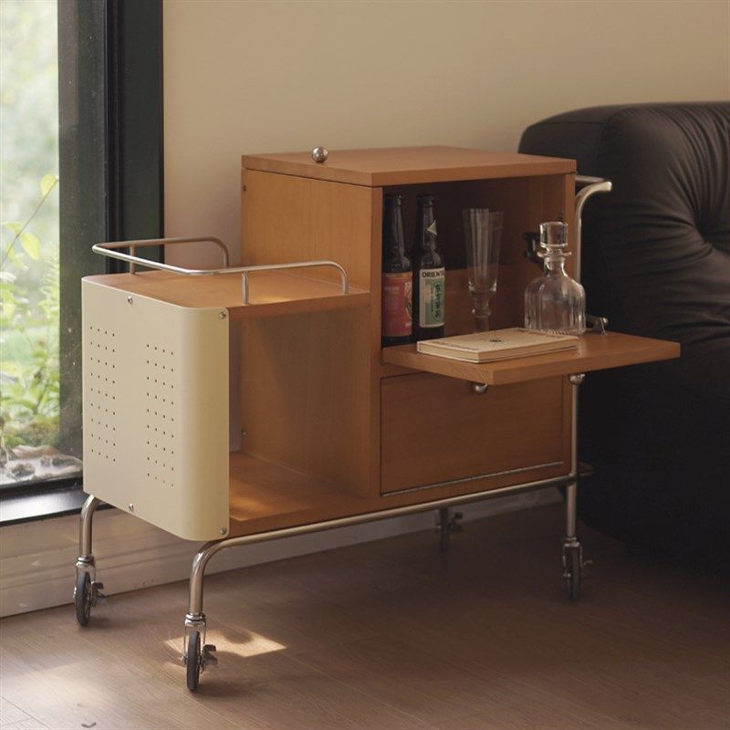 北欧实木沙发边柜移动小推车客厅收纳小餐车中古小边几储物置物柜,住宅家具,移动边几/推车,淘宝优惠券,粉丝福利购,淘宝优惠卷