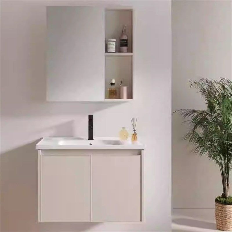 奶油风浴室柜陶瓷洗脸盆太空铝柜组合洗手盆收纳镜柜浴室柜组合,家装主材,浴室柜组合,淘宝优惠券,粉丝福利购,淘宝优惠卷