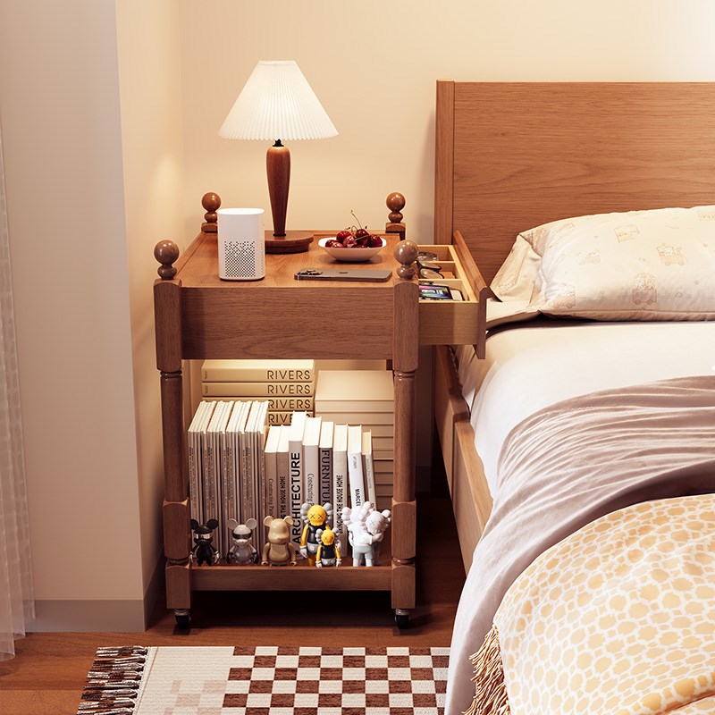 实木移动边几沙发侧边柜餐厅巴士餐车置物收纳柜美式小推车小桌子