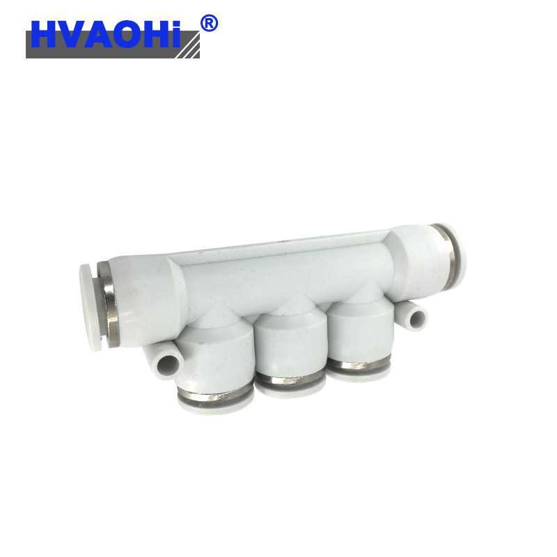 白色PW气管接头气动塑料快插PK4 PK6 PK8 五通接外径PK10 PK12