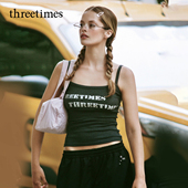 threetimes女士背心吊带辣妹小众2026春夏季 性感上衣ins字母印花