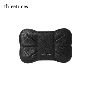 threetimes2026高级感女士卡包甜美蝴蝶结小包别致简约迷你手拿包