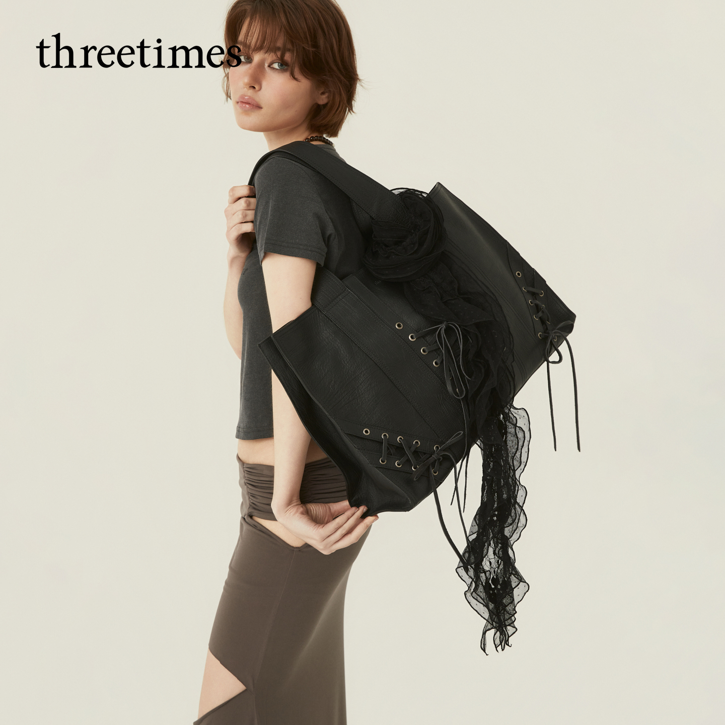 threetimes手提包女2025新款小众腋下包简约百搭辣妹时尚单肩包