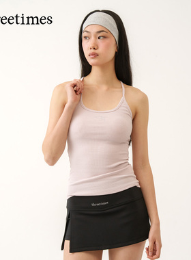 threetimes2026新款修身吊带背心女春夏内搭外穿百搭显瘦无袖上衣