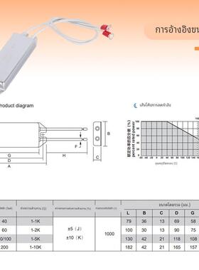 RXPC船型铝壳电阻 RXG28变频器启动刹车60W80W100W5R10R20R30R40R