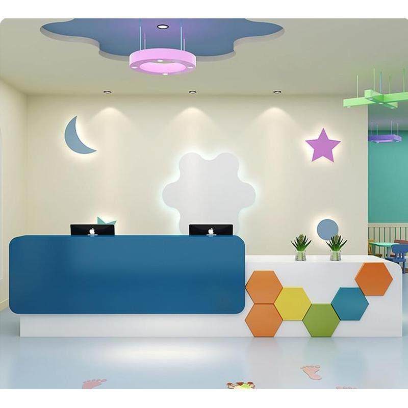 需定制教育机构烤漆接待台幼儿培训班幼儿园前台吧台早教中心彩色