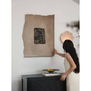 中世纪立体艺术肌理装饰画壁龛造型不对称客厅入口墙面装饰挂画