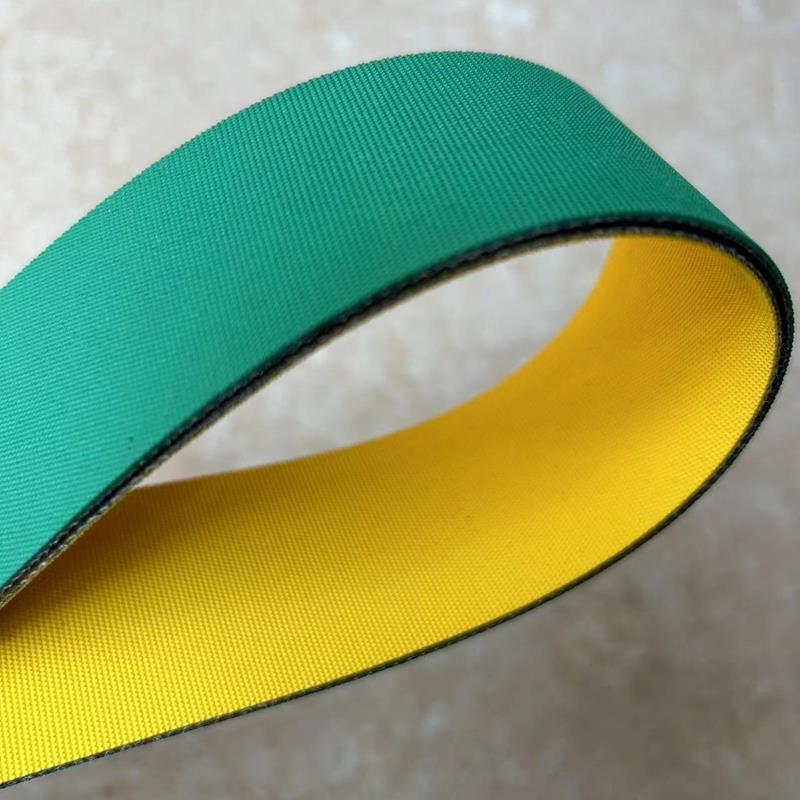 绿色和黄色尼龙片基带纺织龙带锭带工业平带高速木工机械传动带式
