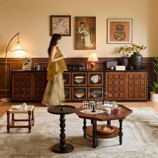 本来就复古/德芙柜/法式复古实木电视柜模块组合中古风落地储物柜