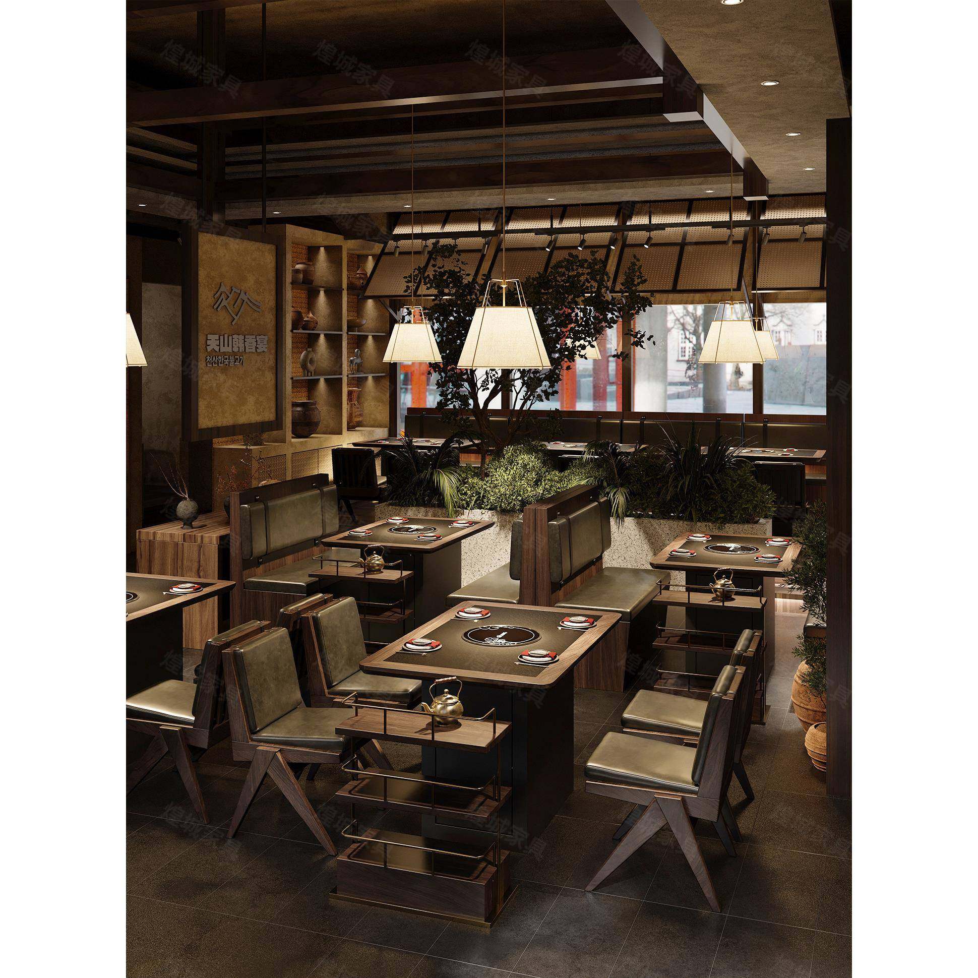 需定制卡座沙发餐厅桌椅烧烤定制火锅茶楼咖啡饭店餐桌靠墙实木餐