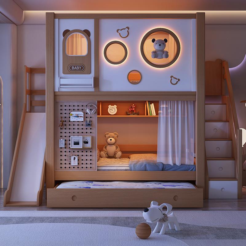 实木上下铺双层床同宽上下床互不打扰姐弟子母床高护栏儿童高低床