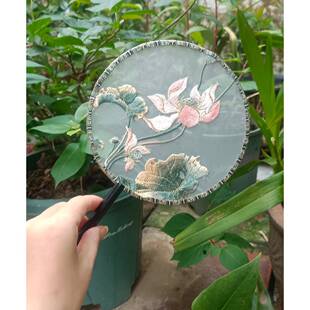 15cm 掌扇机绣单面团扇汉服旗袍舞蹈扇