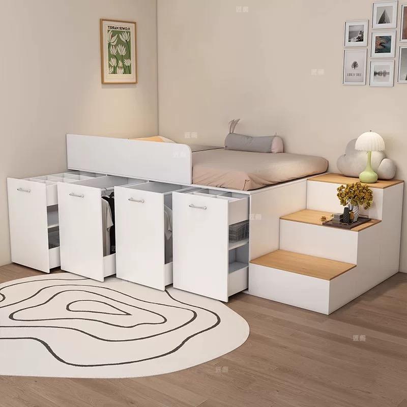 定制小户型高箱床省空间衣柜桌一体套装组合卧室功能儿童半高多床