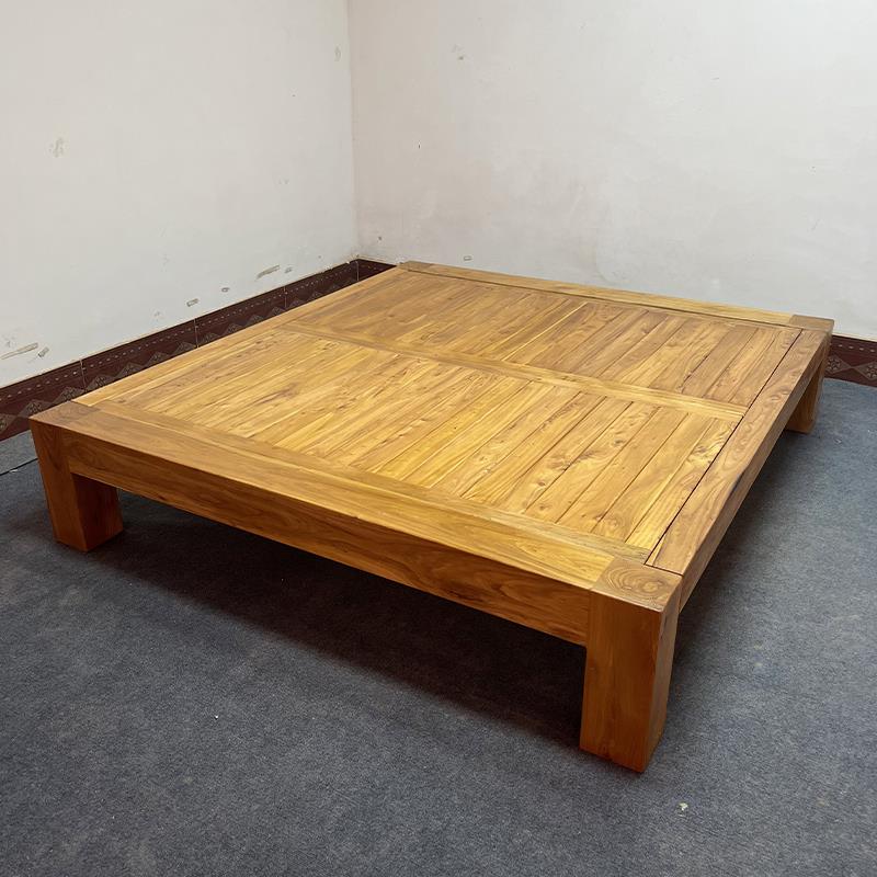 老榆木榻榻米床全实木榫卯结构1米5大料1米8无床头原木风单双人床