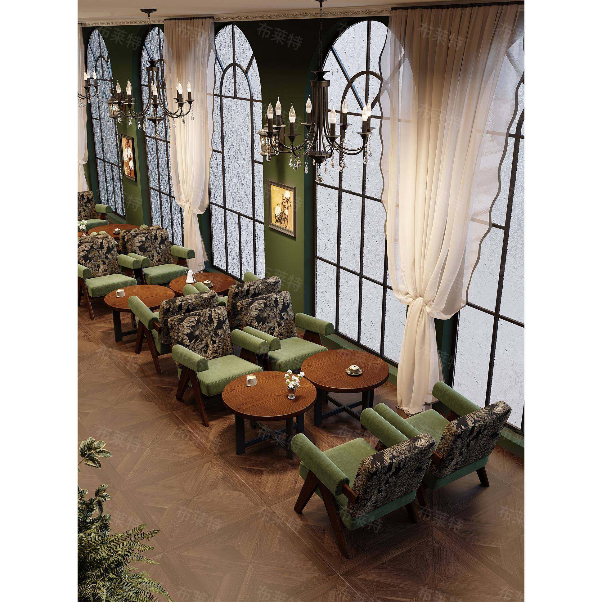 需定制覆古清吧沙发卡座咖啡厅桌椅组合法式酒吧酒馆法式西餐厅休