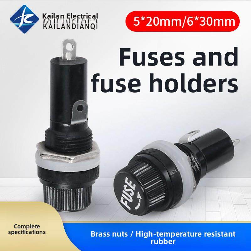 黑色旋钮FUSE 保险管座 玻璃管 5*20 6X30mm 保险丝座 熔断器底座