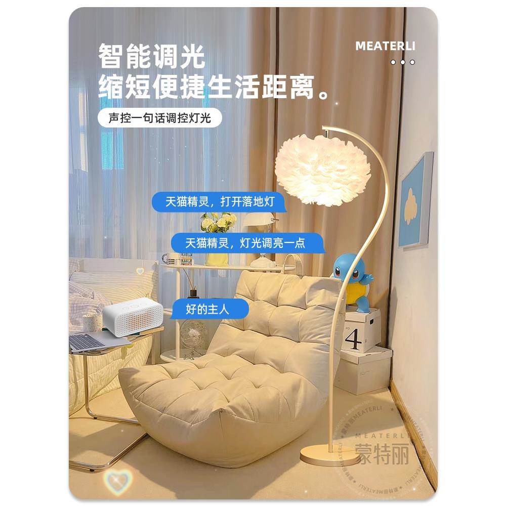 羽毛落地灯客厅落地灯沙发旁边角落高级感法式奶油风格网红氛围灯