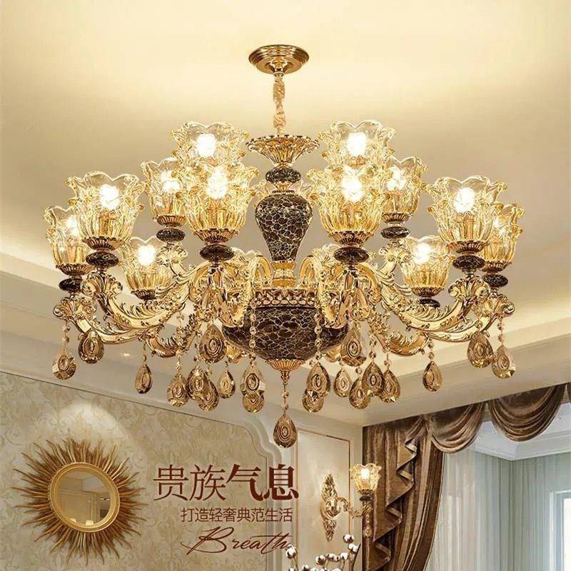 欧式轻奢吊灯客厅灯奢华大气现代简约法式陶瓷卧室锌合金别墅灯具