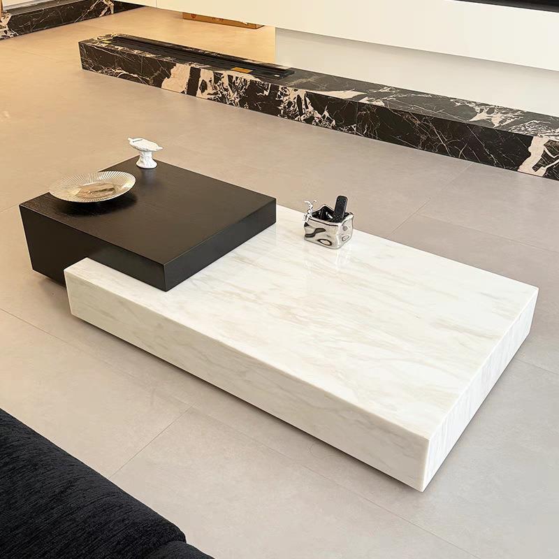 2025新款天然大理石茶几法式轻奢现代简约客厅茶台高级感方形组合