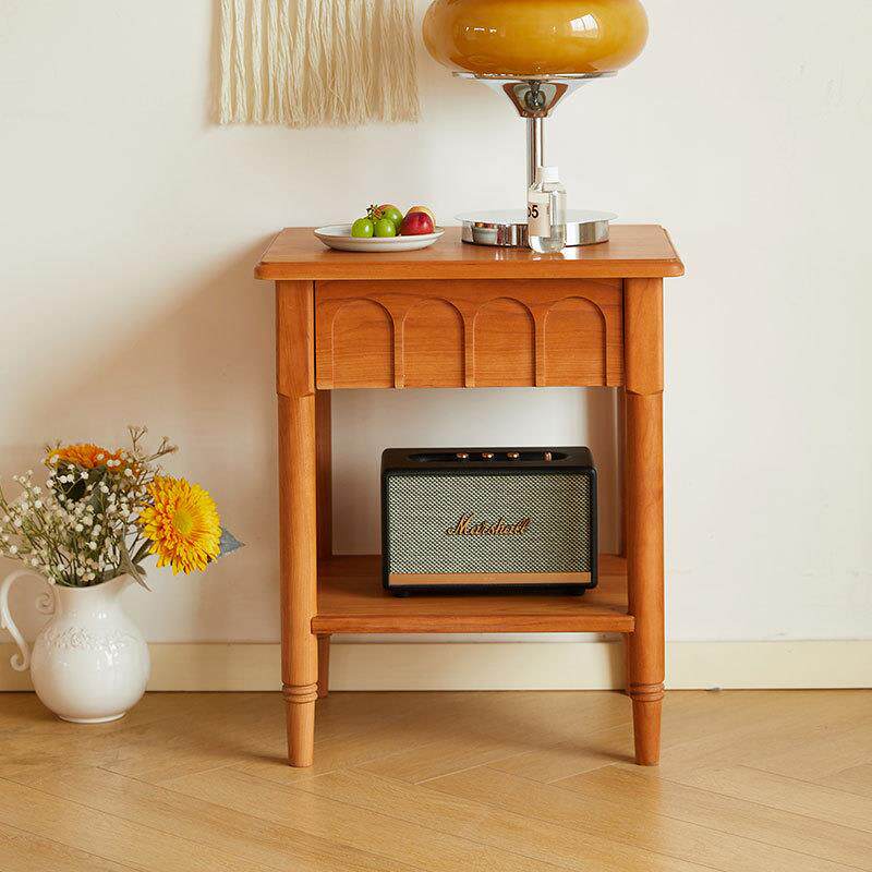 北欧全实木床头柜边柜小户型家用复古客厅简约式樱桃木边柜储物柜