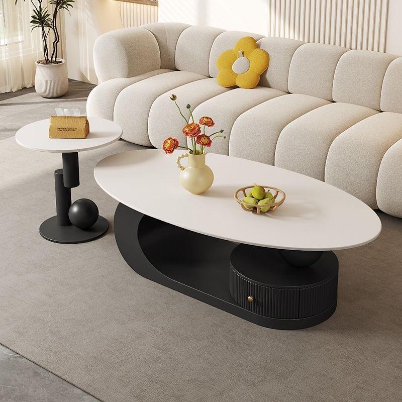 【折扣价】2025新款椭圆形岩板茶几客厅家用轻奢现代新款简约小户